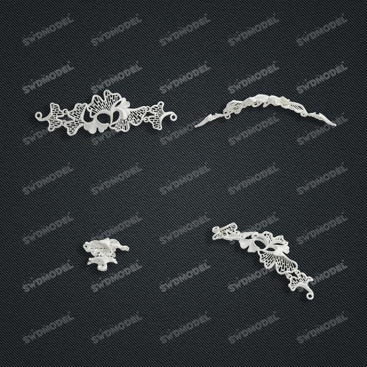 Jewelry set Filigree Bracelet White Wax Casting Resin 3D Printing Service   CS63T-102ap-B