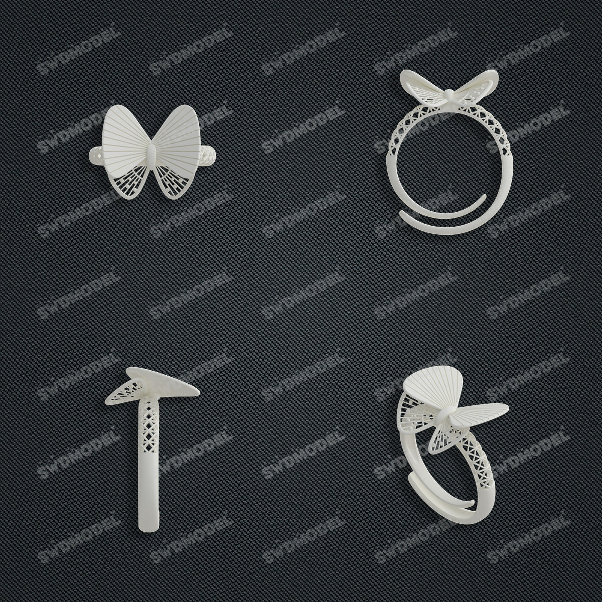 Jewelry set Filigree Ring White Wax Casting Resin 3D Printing Service  CS63T-103ap-R