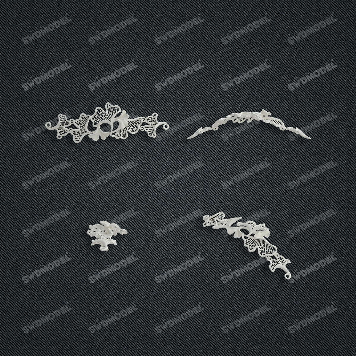Jewelry set Filigree Bracelet White Wax Casting Resin 3D Printing Service   CS63T-104ap-B