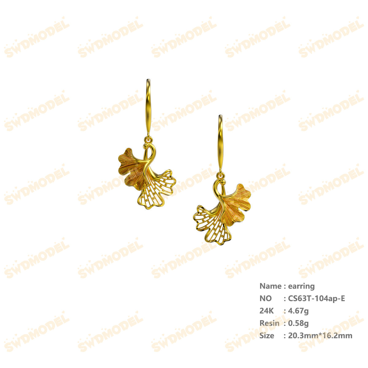 Jewelry set Filigree Earrings White Wax Casting Resin 3D Printing Service  CS63T-104ap-E