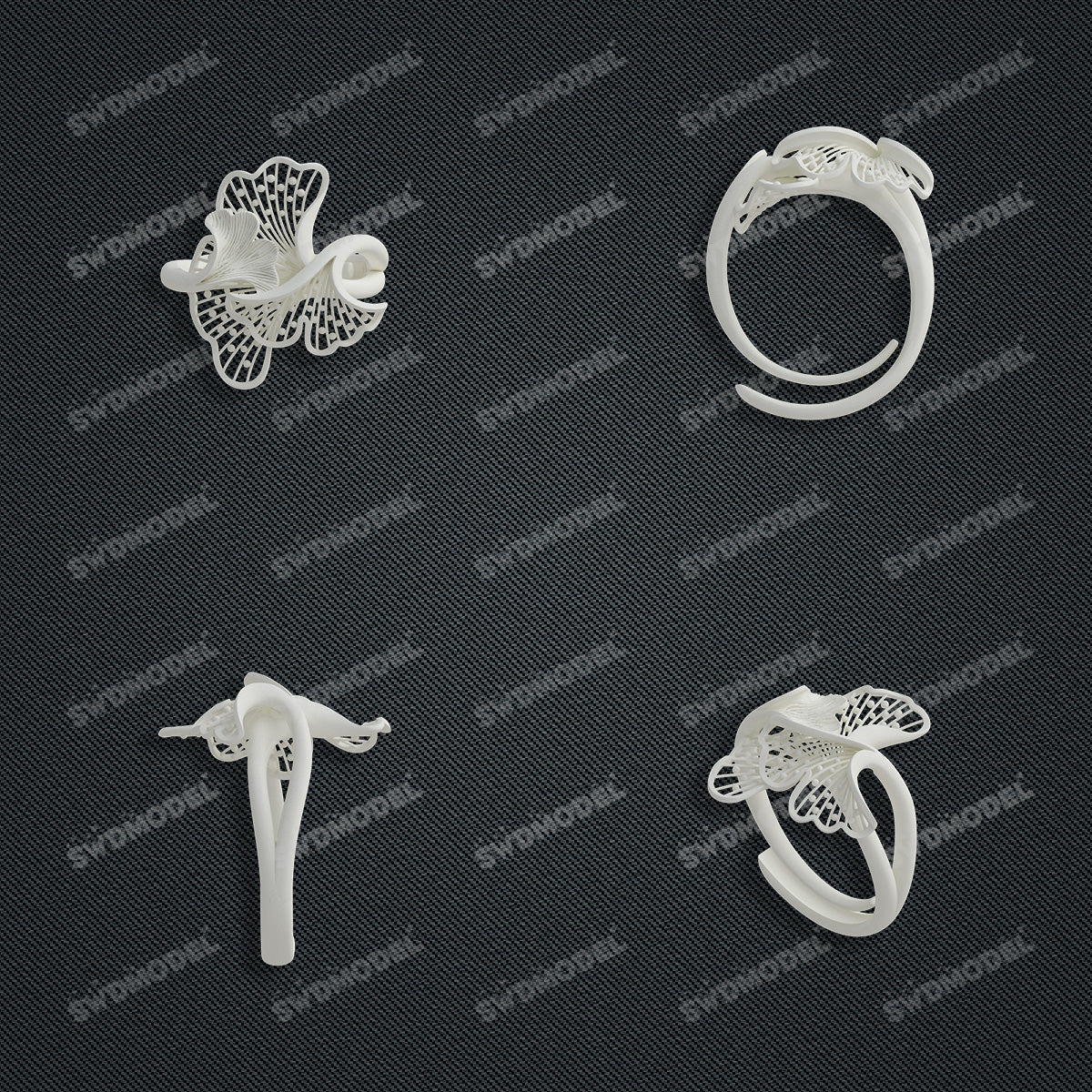 Jewelry set Filigree Ring White Wax Casting Resin 3D Printing Service  CS63T-104ap-R