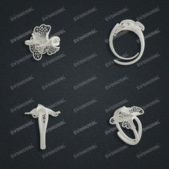 Jewelry set Filigree Ring White Wax Casting Resin 3D Printing Service  CS63T-104ap-R