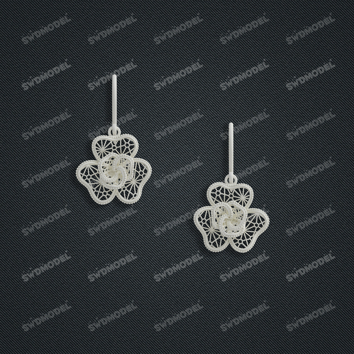 Jewelry set Filigree Earrings White Wax Casting Resin 3D Printing Service  CS63T-107ap-E