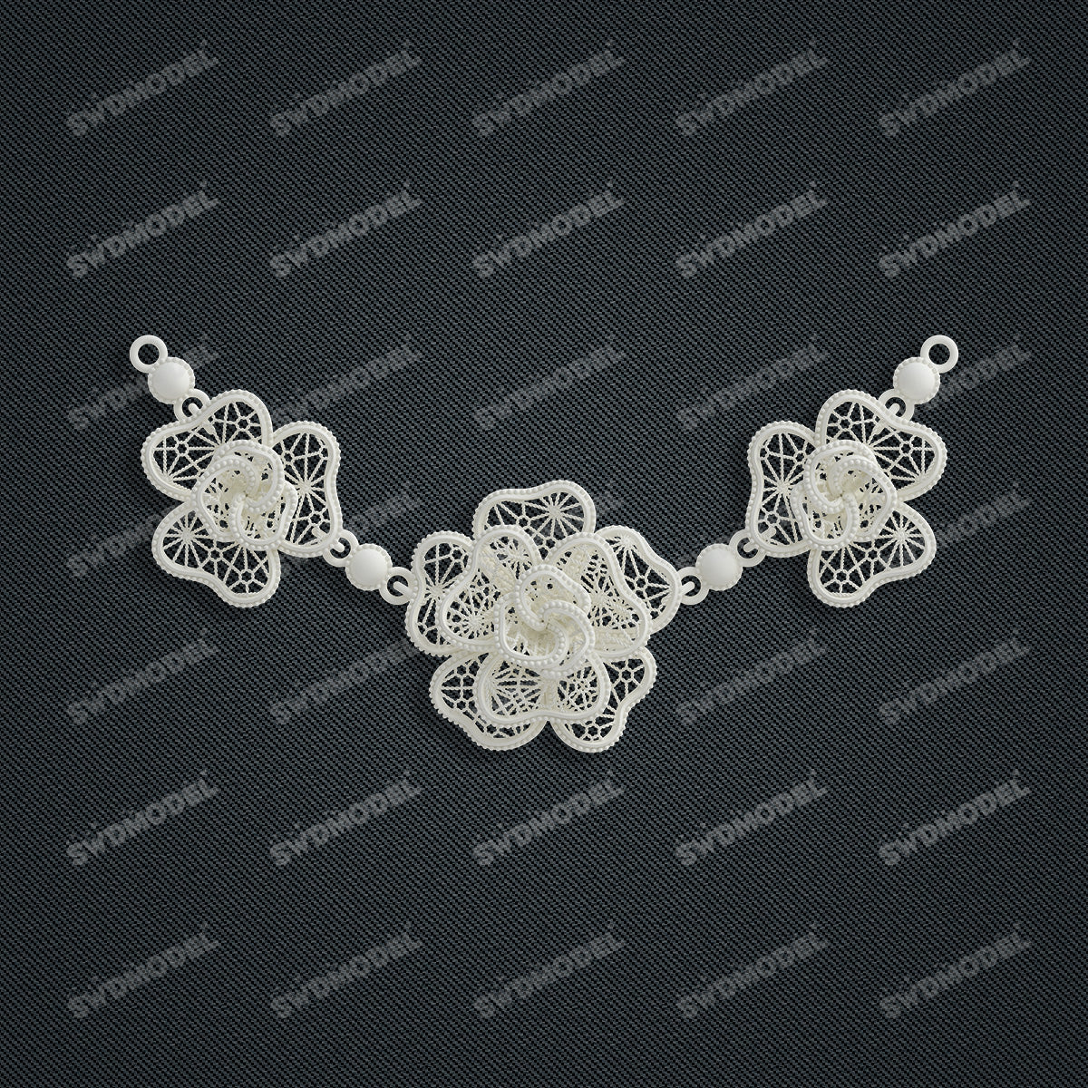 Jewelry set Filigree Necklace White Wax Casting Resin 3D Printing Service  CS63T-107ap-N