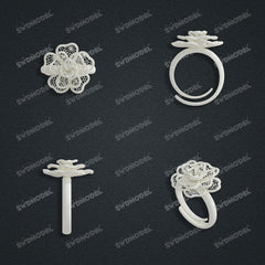 Jewelry set Filigree Ring White Wax Casting Resin 3D Printing Service  CS63T-107ap-R