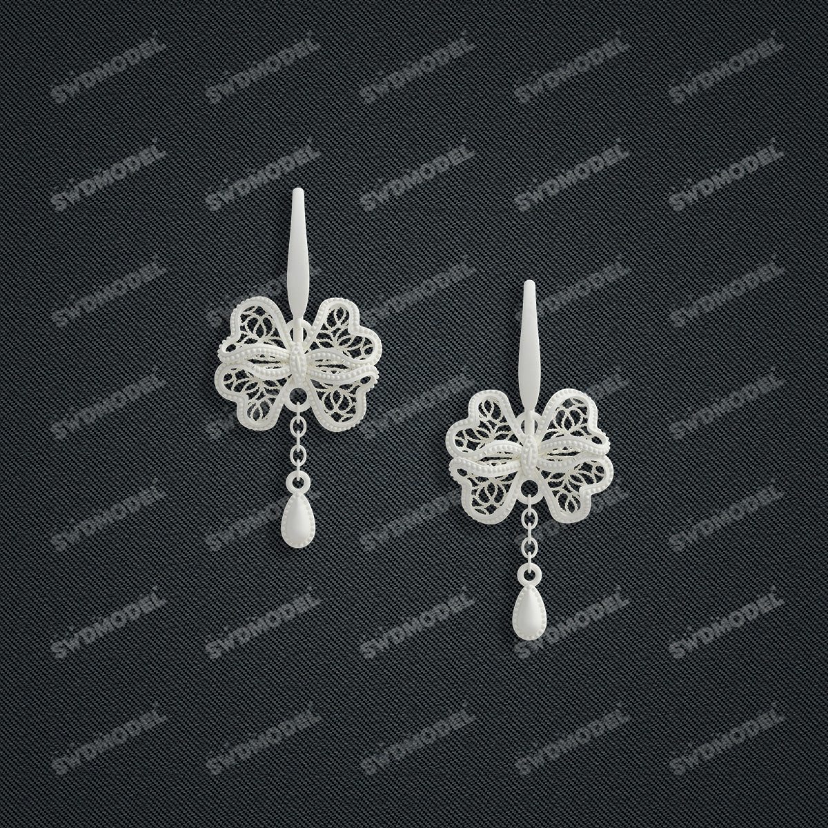 Jewelry set Filigree Earrings White Wax Casting Resin 3D Printing Service  CS63T-108ap-E