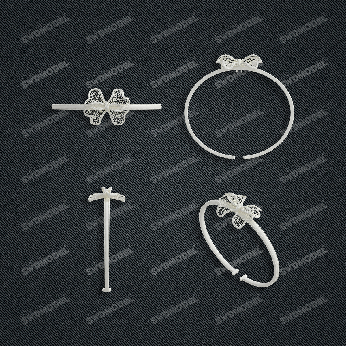 Jewelry set Filigree Bangle White Wax Casting Resin 3D Printing Service CS63T-108ap-G