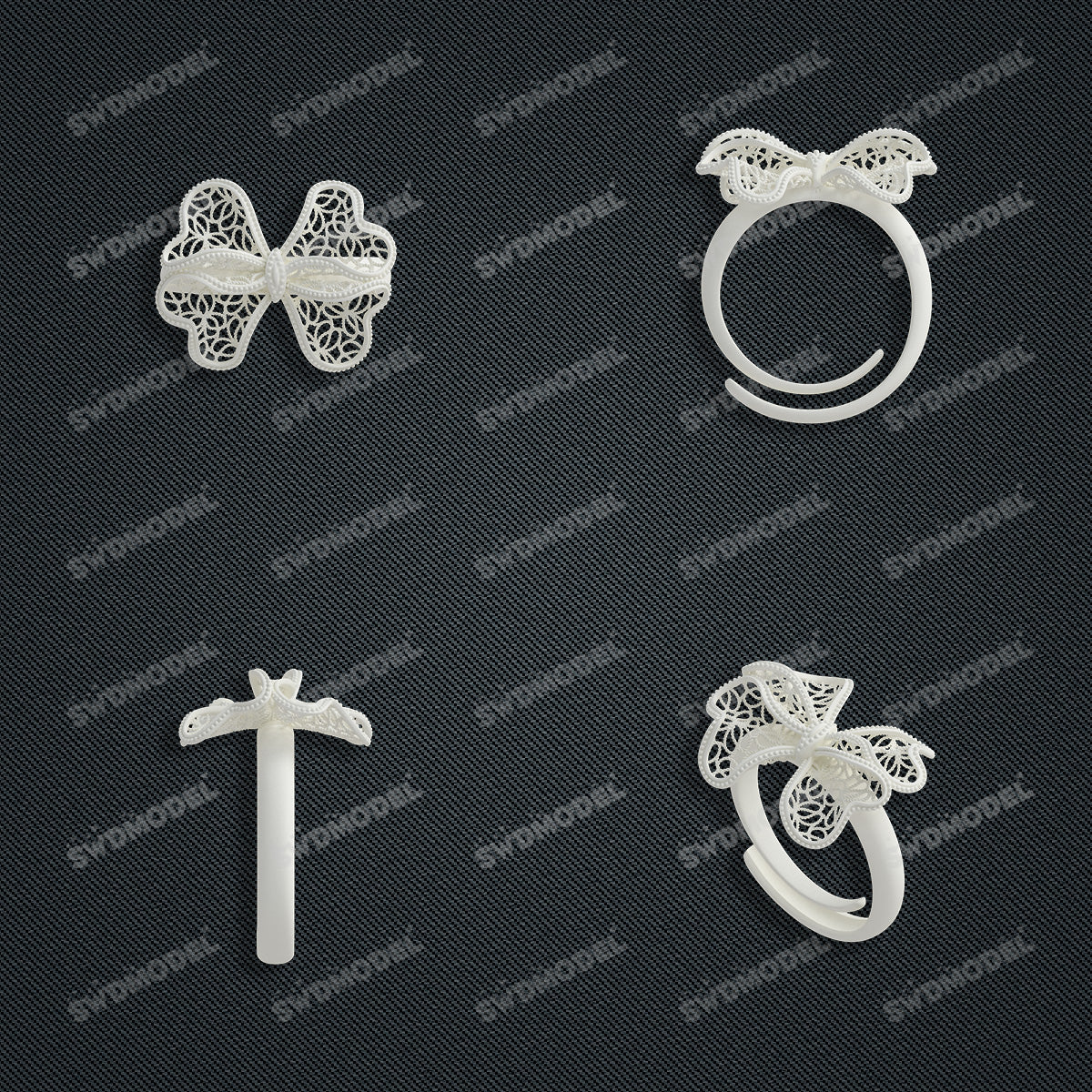 Jewelry set Filigree Ring White Wax Casting Resin 3D Printing Service  CS63T-108ap-R