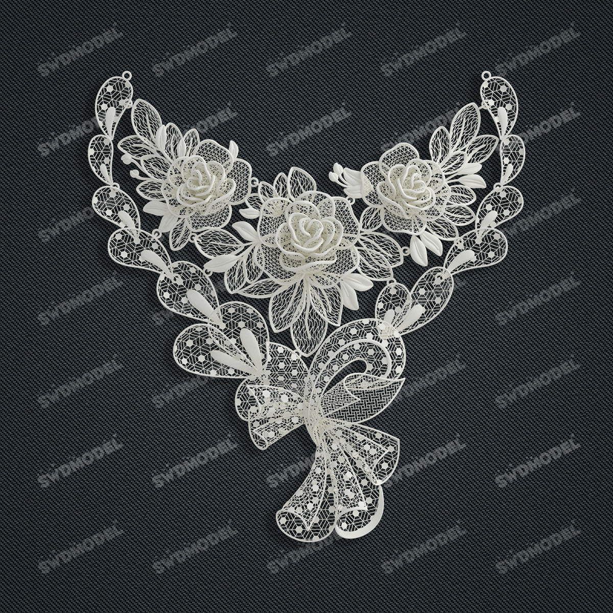 Jewelry set Filigree Necklace White Wax Casting Resin 3D Printing Service  CS63T-140ap-N