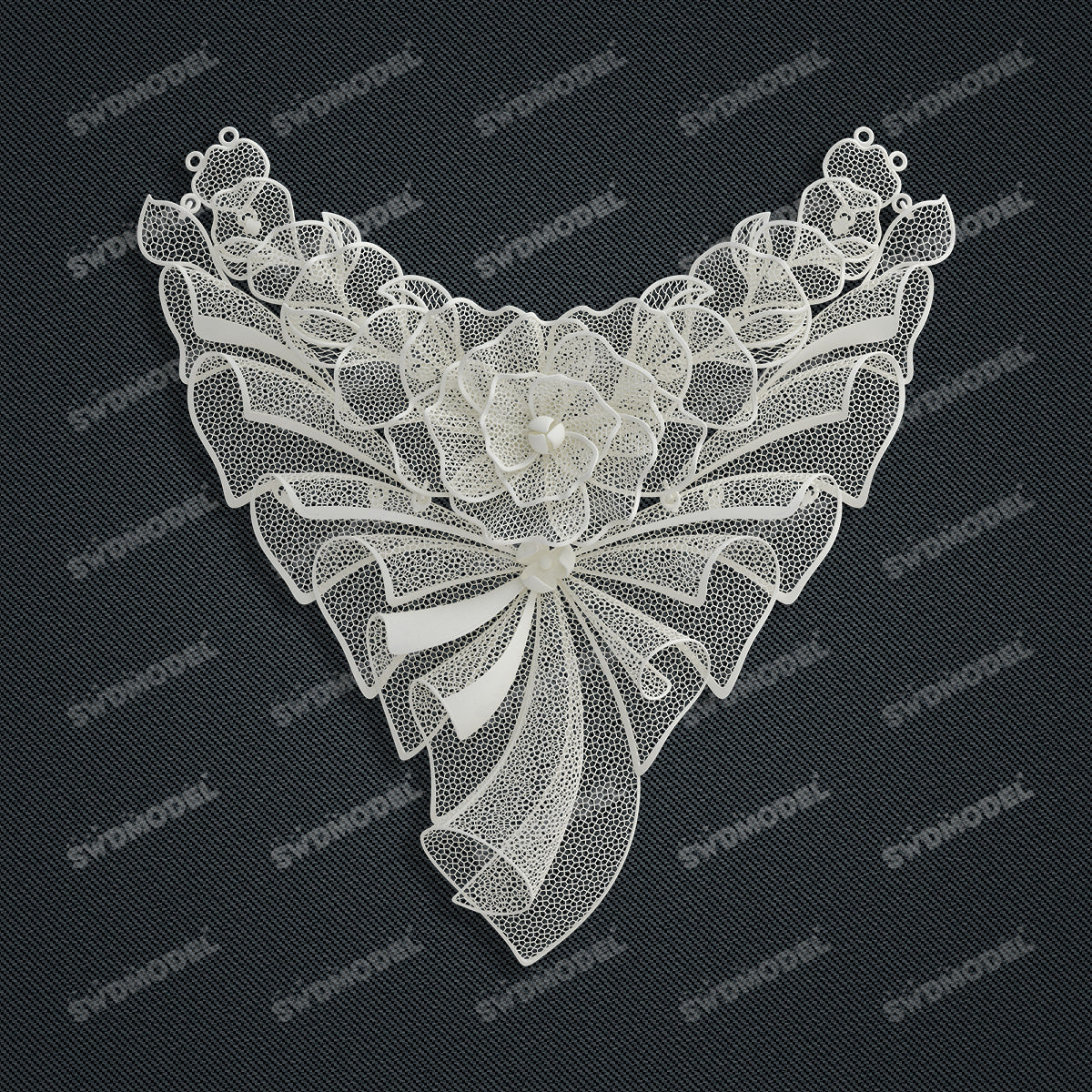 Jewelry set Filigree Necklace White Wax Casting Resin 3D Printing Service  CS63T-143ap-N