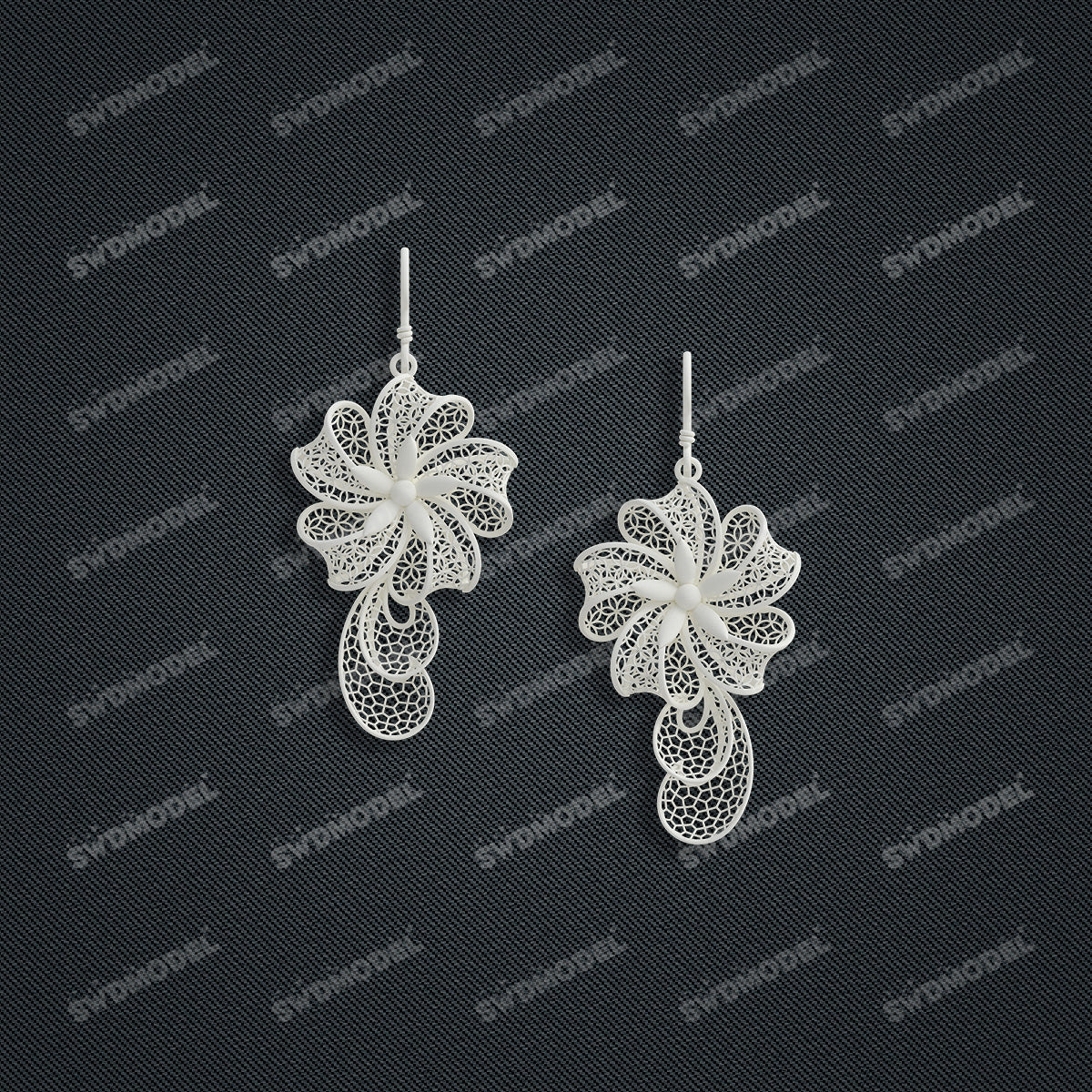 Jewelry set Filigree Earrings White Wax Casting Resin 3D Printing Service  CS63T-144ap-E