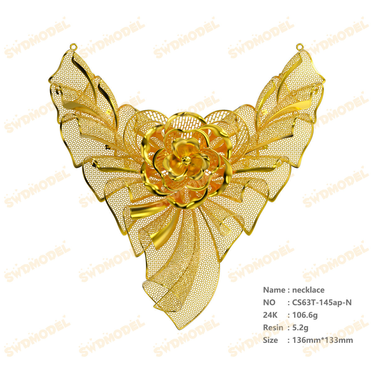Jewelry set Filigree Necklace White Wax Casting Resin 3D Printing Service  CS63T-145ap-N