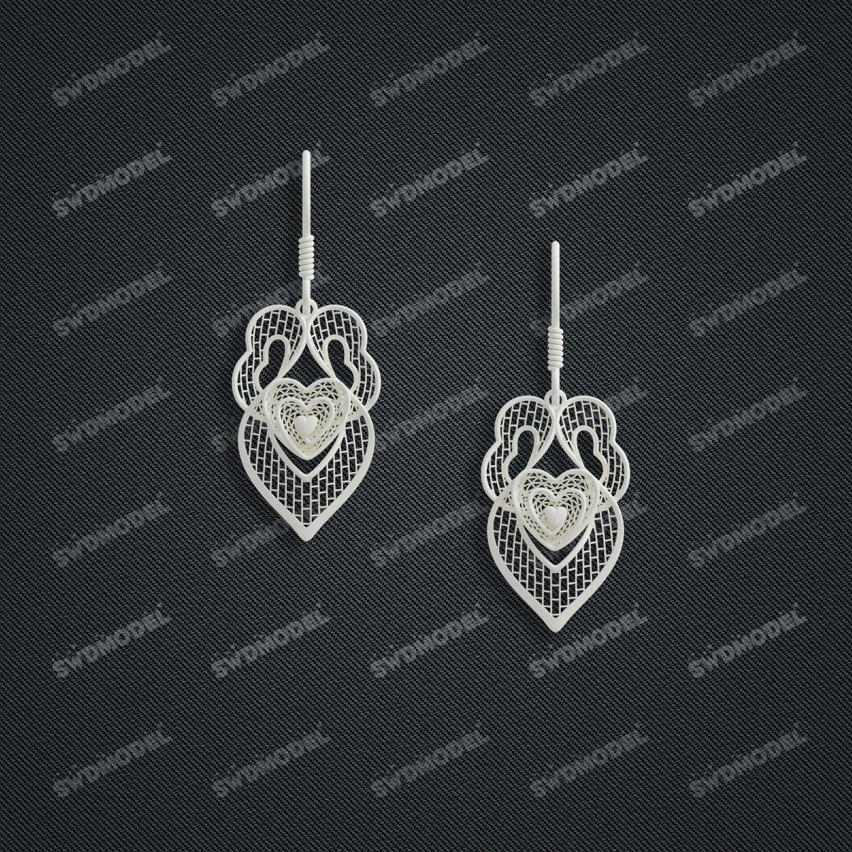 Jewelry set Filigree Earrings White Wax Casting Resin 3D Printing Service CS64T-004kr-E