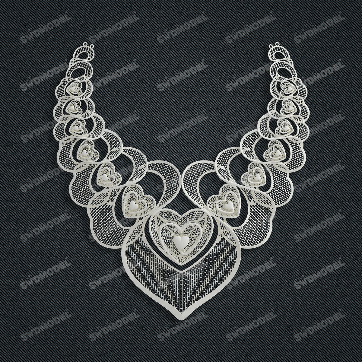 Jewelry set Filigree Necklace White Wax Casting Resin 3D Printing Service  CS64T-004kr-N