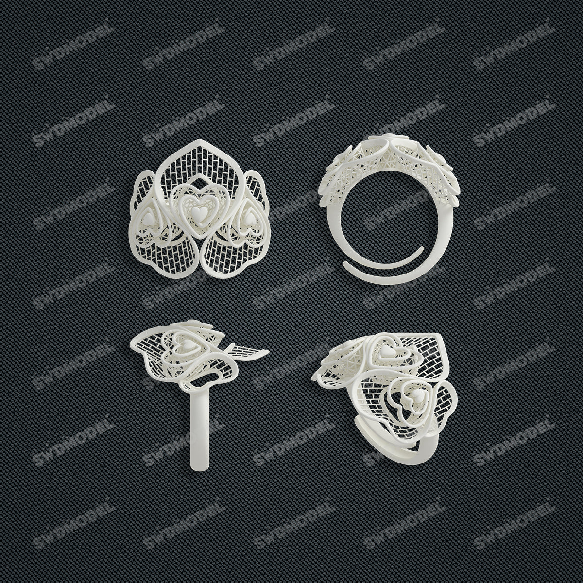 Jewelry set  Filigree Set   White Wax Casting Resin 3D Printing Service  CS64T-004kr