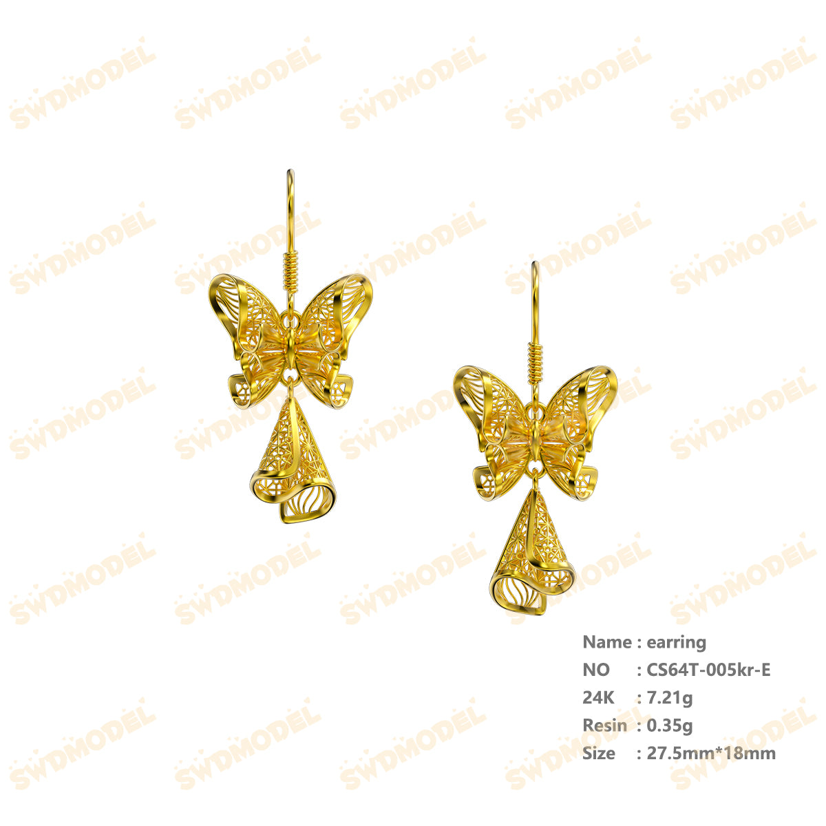 Jewelry set  Filigree Set   White Wax Casting Resin 3D Printing Service  CS64T-005kr