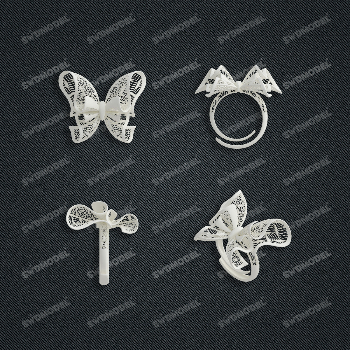 Jewelry set  Filigree Set   White Wax Casting Resin 3D Printing Service  CS64T-005kr