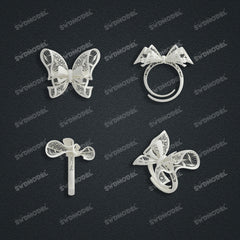 Jewelry set Filigree Ring White Wax Casting Resin 3D Printing Service  CS64T-005ch-R