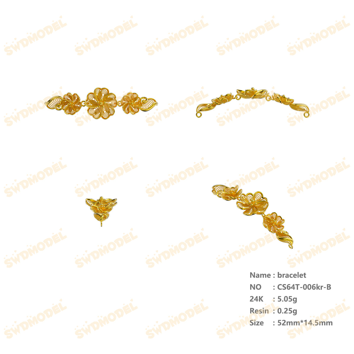 Jewelry set  Filigree Set   White Wax Casting Resin 3D Printing Service  CS64T-006kr