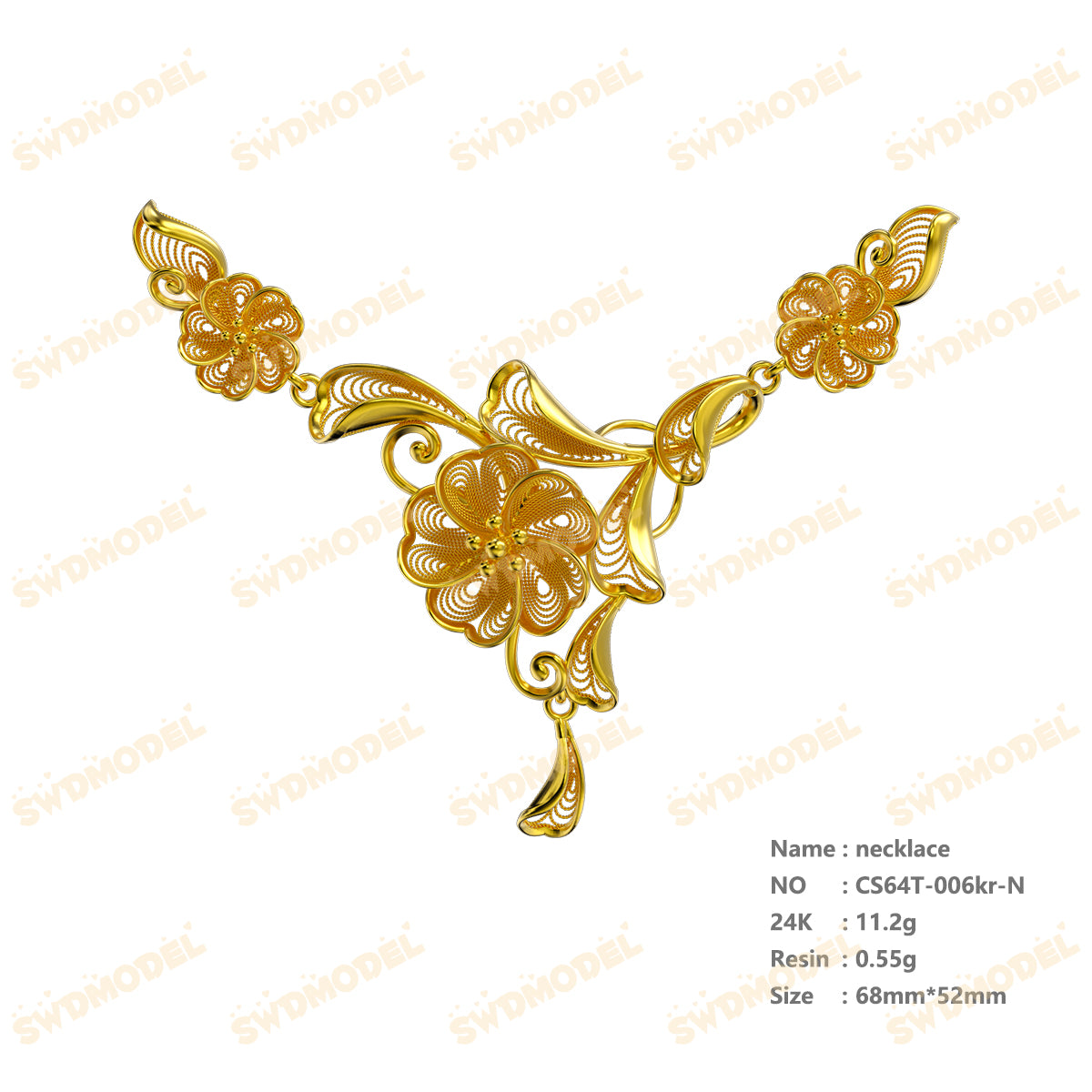 Jewelry set  Filigree Set   White Wax Casting Resin 3D Printing Service  CS64T-006kr