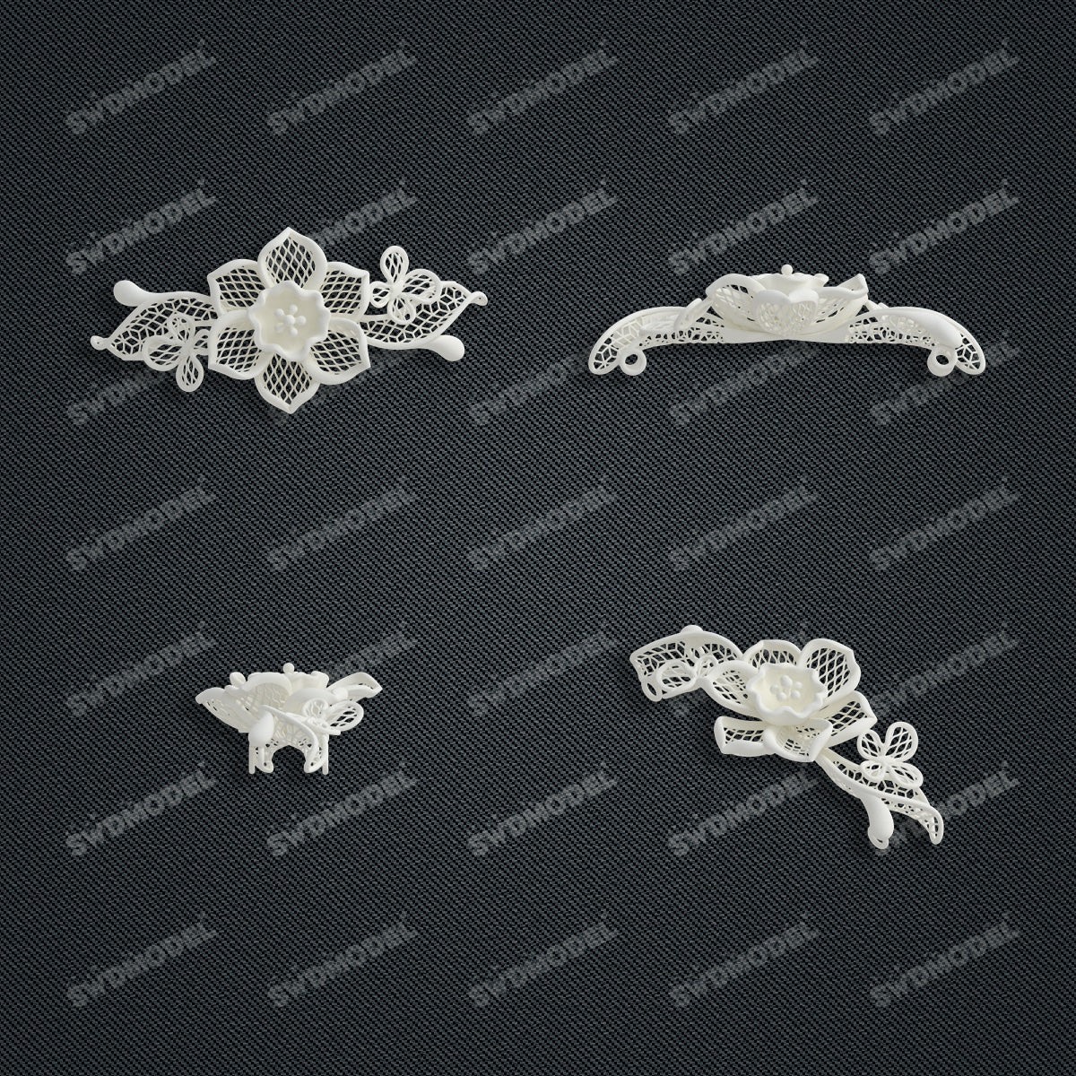Jewelry set Filigree Bracelet White Wax Casting Resin 3D Printing Service CS64T-007kr-B