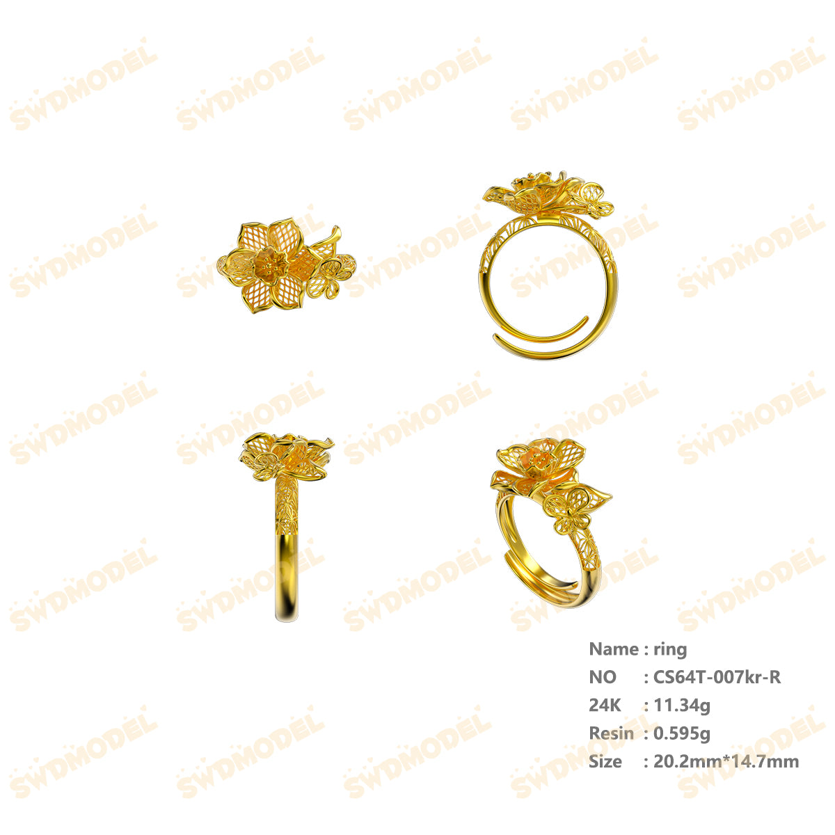 Jewelry set  Filigree Set   White Wax Casting Resin 3D Printing Service  CS64T-007kr