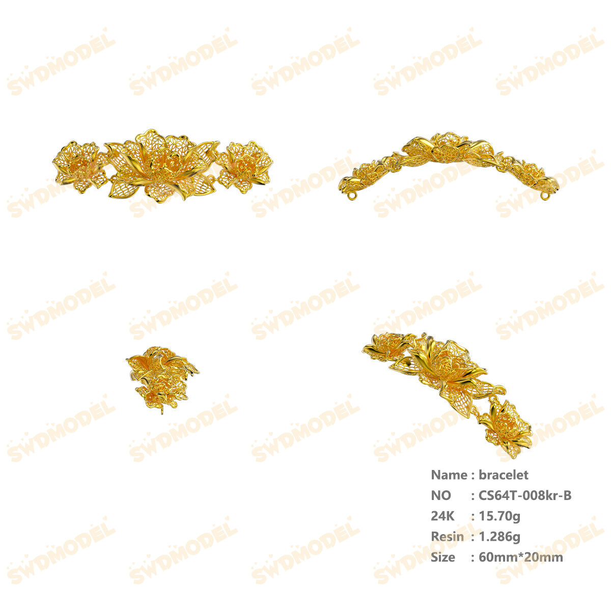 Jewelry set  Filigree Set   White Wax Casting Resin 3D Printing Service  CS64T-008kr