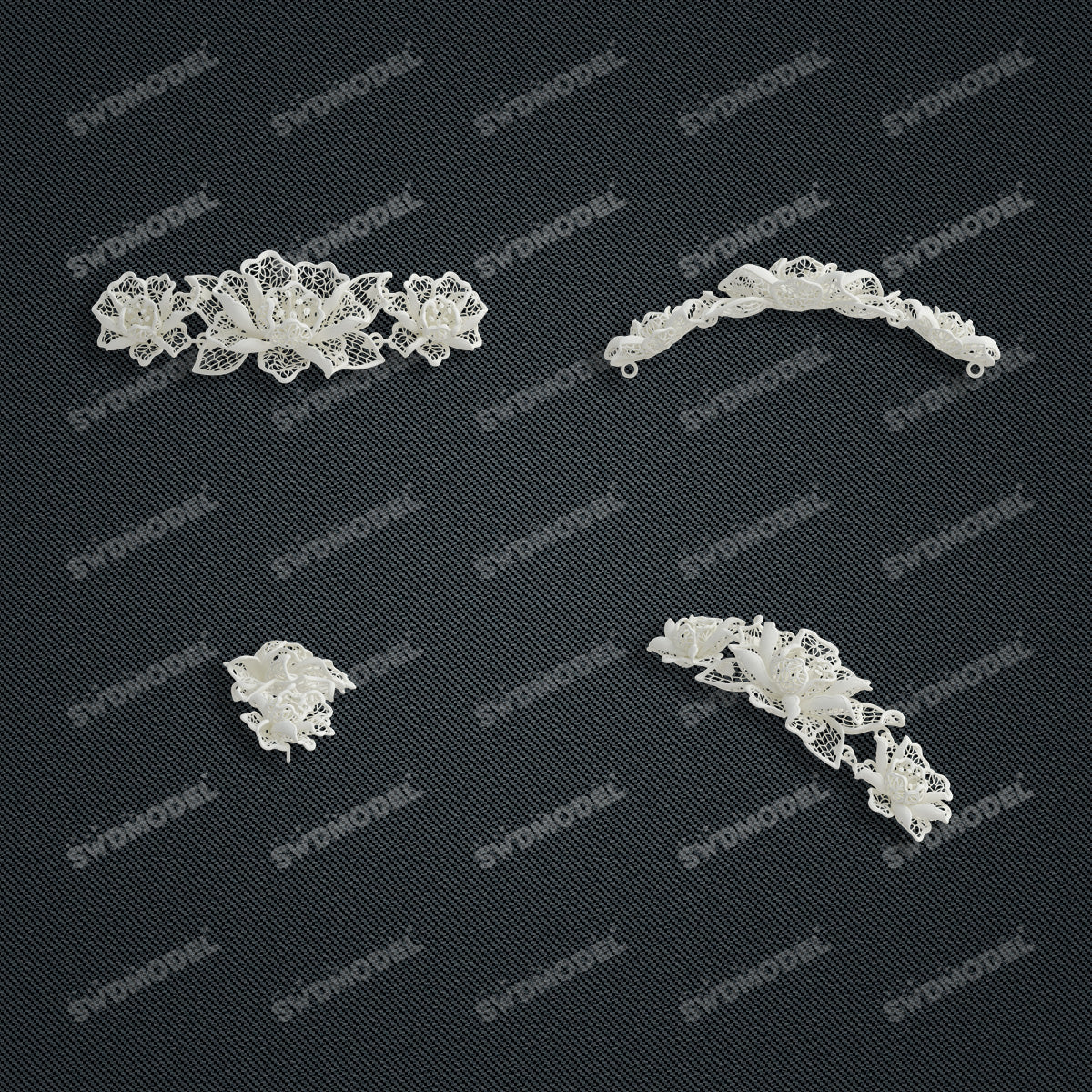 Jewelry set  Filigree Set   White Wax Casting Resin 3D Printing Service  CS64T-008kr