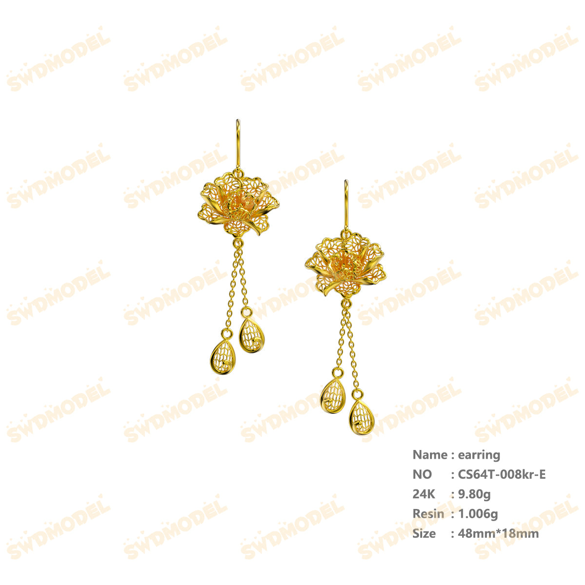 Jewelry set  Filigree Set   White Wax Casting Resin 3D Printing Service  CS64T-008kr