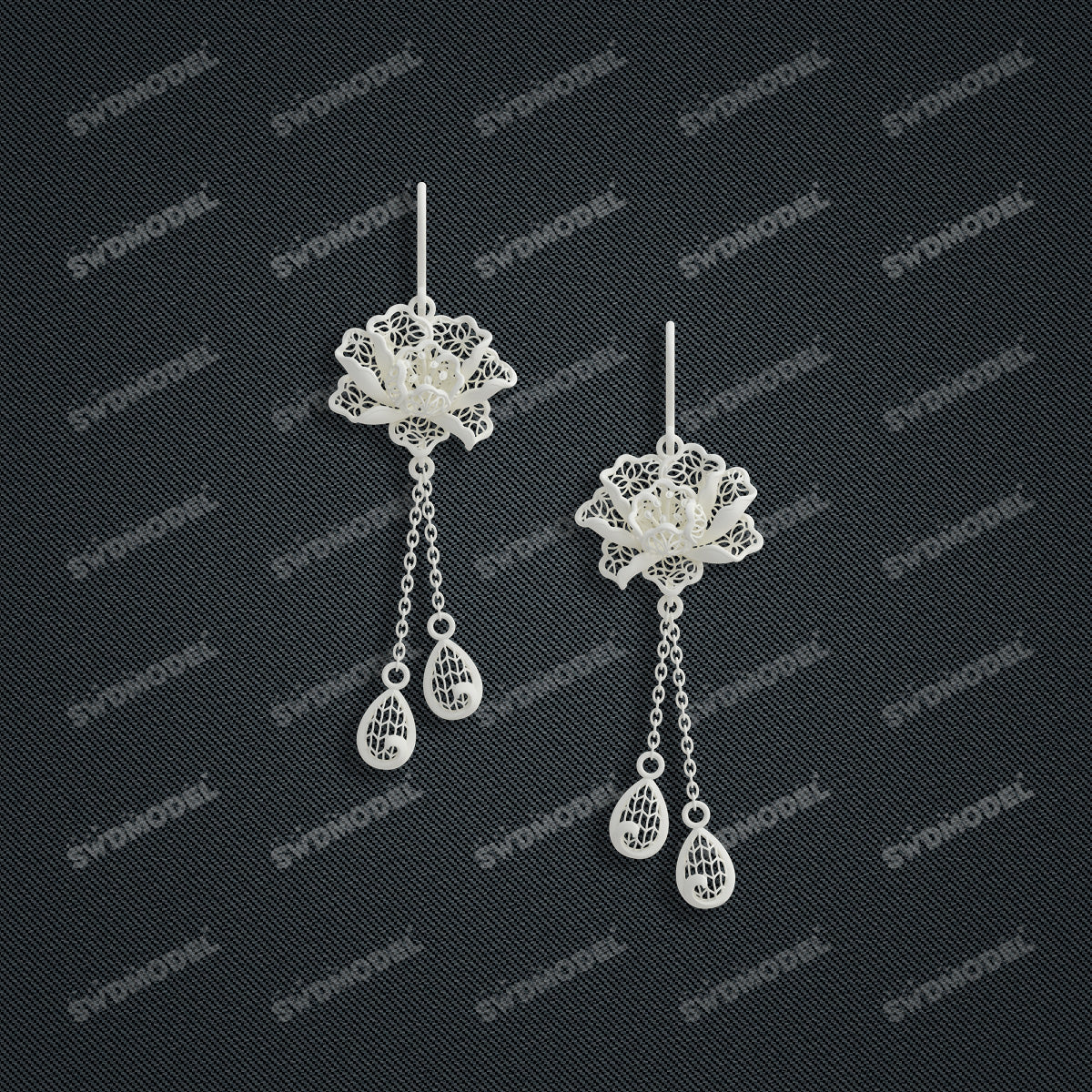 Jewelry set  Filigree Set   White Wax Casting Resin 3D Printing Service  CS64T-008kr