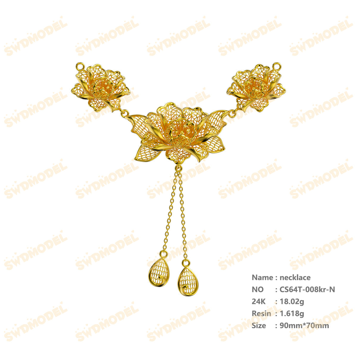 Jewelry set  Filigree Set   White Wax Casting Resin 3D Printing Service  CS64T-008kr