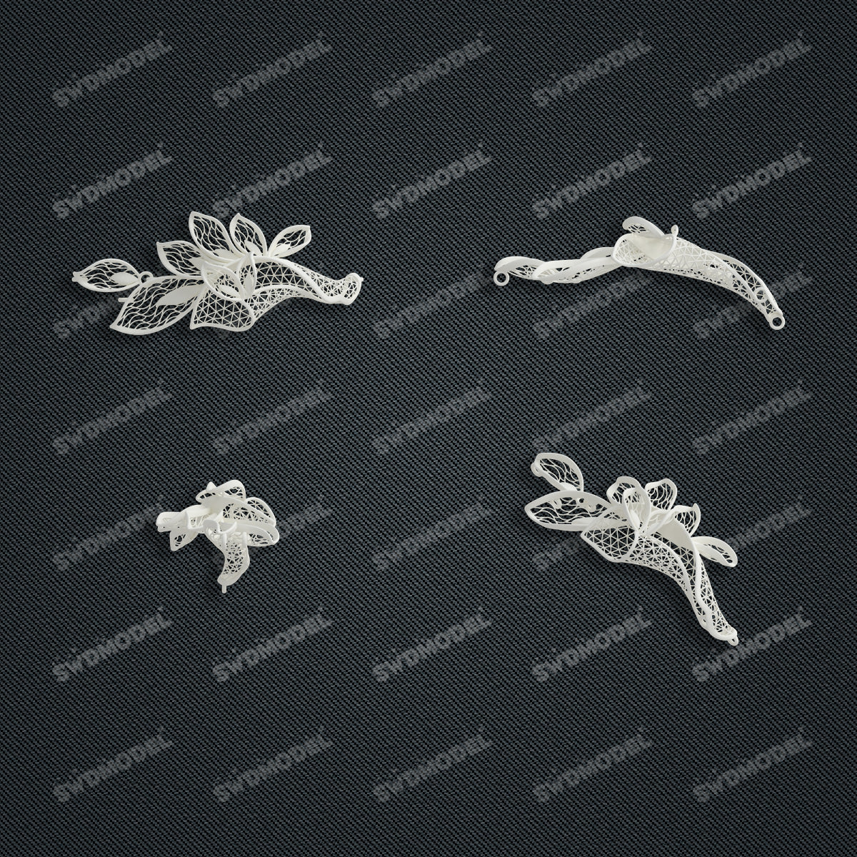 Jewelry set Filigree Bracelet White Wax Casting Resin 3D Printing Service CS64T-009kr-B