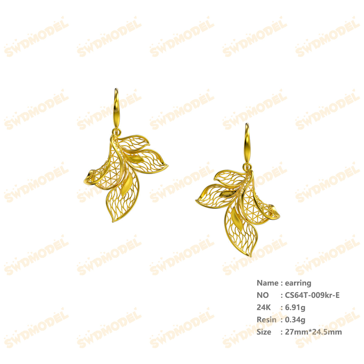 Jewelry set  Filigree Set   White Wax Casting Resin 3D Printing Service  CS64T-009kr