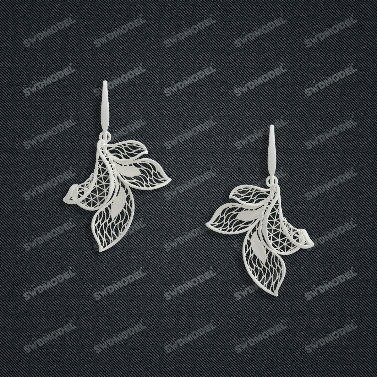 Jewelry set Filigree Earrings White Wax Casting Resin 3D Printing Service  CS64T-009ch-E