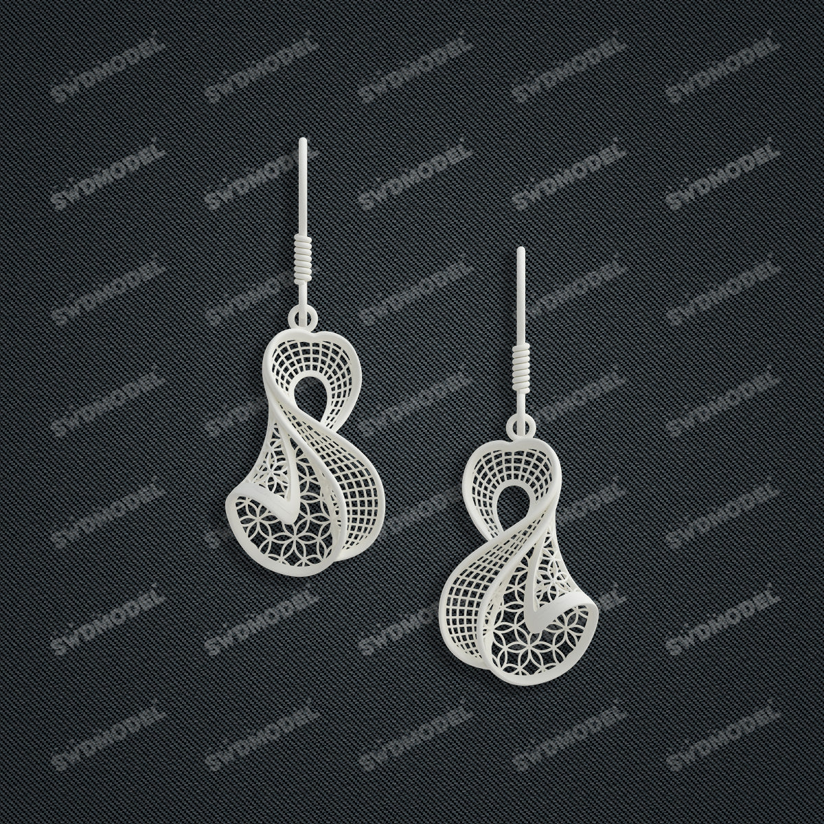 Jewelry set Filigree Earrings White Wax Casting Resin 3D Printing Service  CS64T-010ch-E