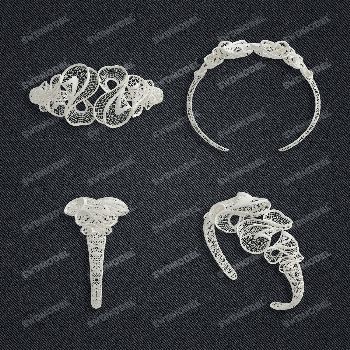 Jewelry set Filigree Bangle White Wax Casting Resin 3D Printing Service CS64T-010kr-G