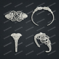 Jewelry set Filigree Bangle White Wax Casting Resin 3D Printing Service CS64T-010kr-G