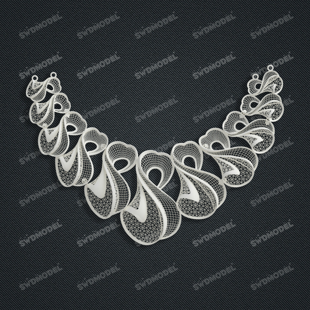 Jewelry set Filigree Necklace White Wax Casting Resin 3D Printing Service  CS64T-010kr-N