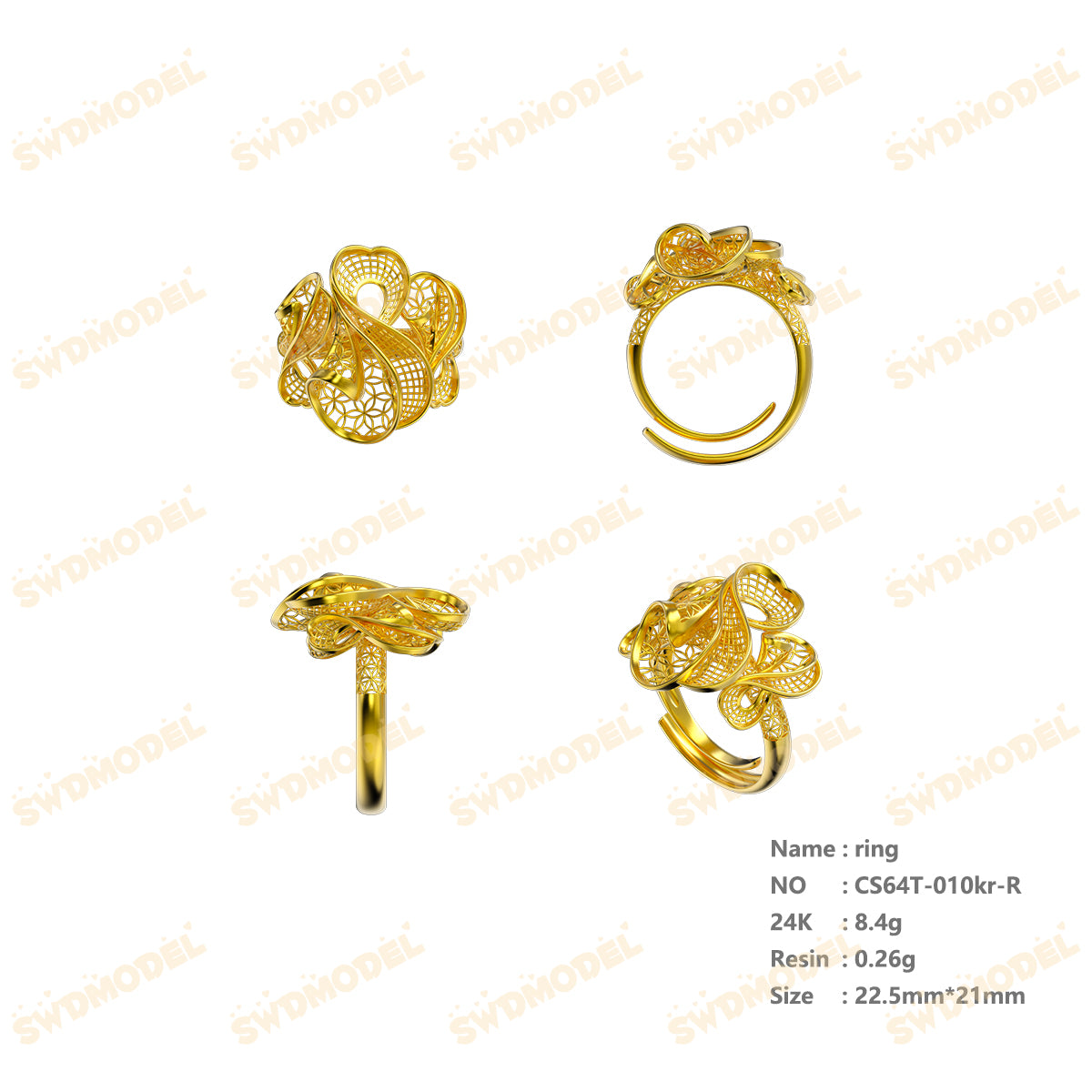 Jewelry set  Filigree Set   White Wax Casting Resin 3D Printing Service  CS64T-010kr