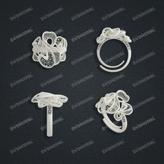 Jewelry set Filigree Ring White Wax Casting Resin 3D Printing Service  CS64T-010ch-R
