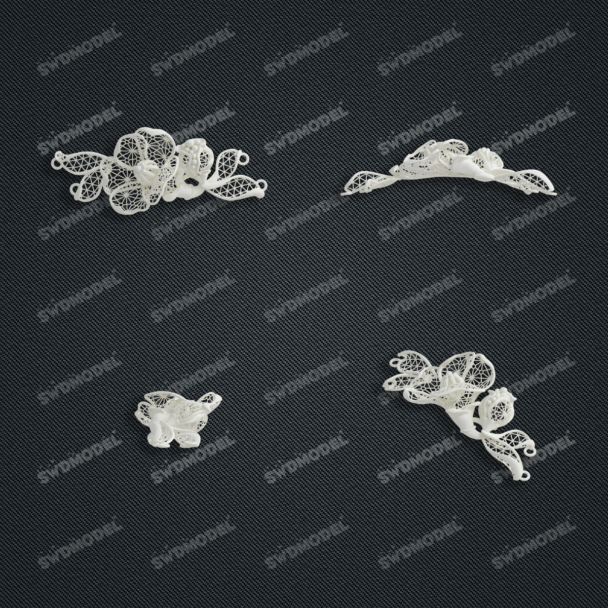 Jewelry set Filigree Bracelet White Wax Casting Resin 3D Printing Service CS64T-012kr-B