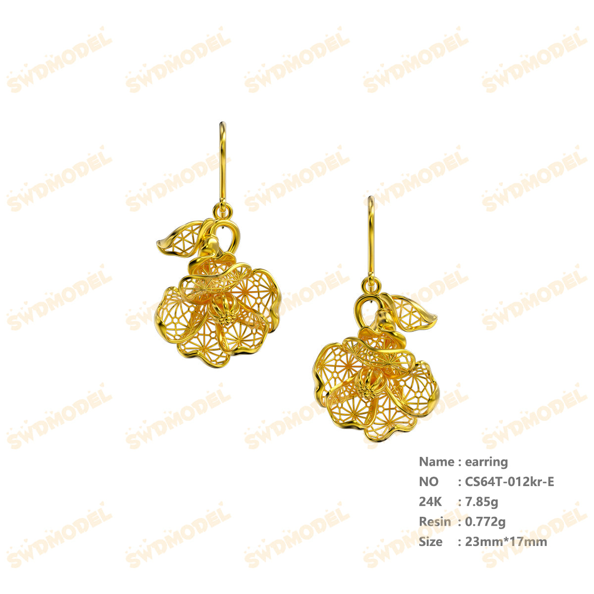 Jewelry set  Filigree Set   White Wax Casting Resin 3D Printing Service  CS64T-012kr