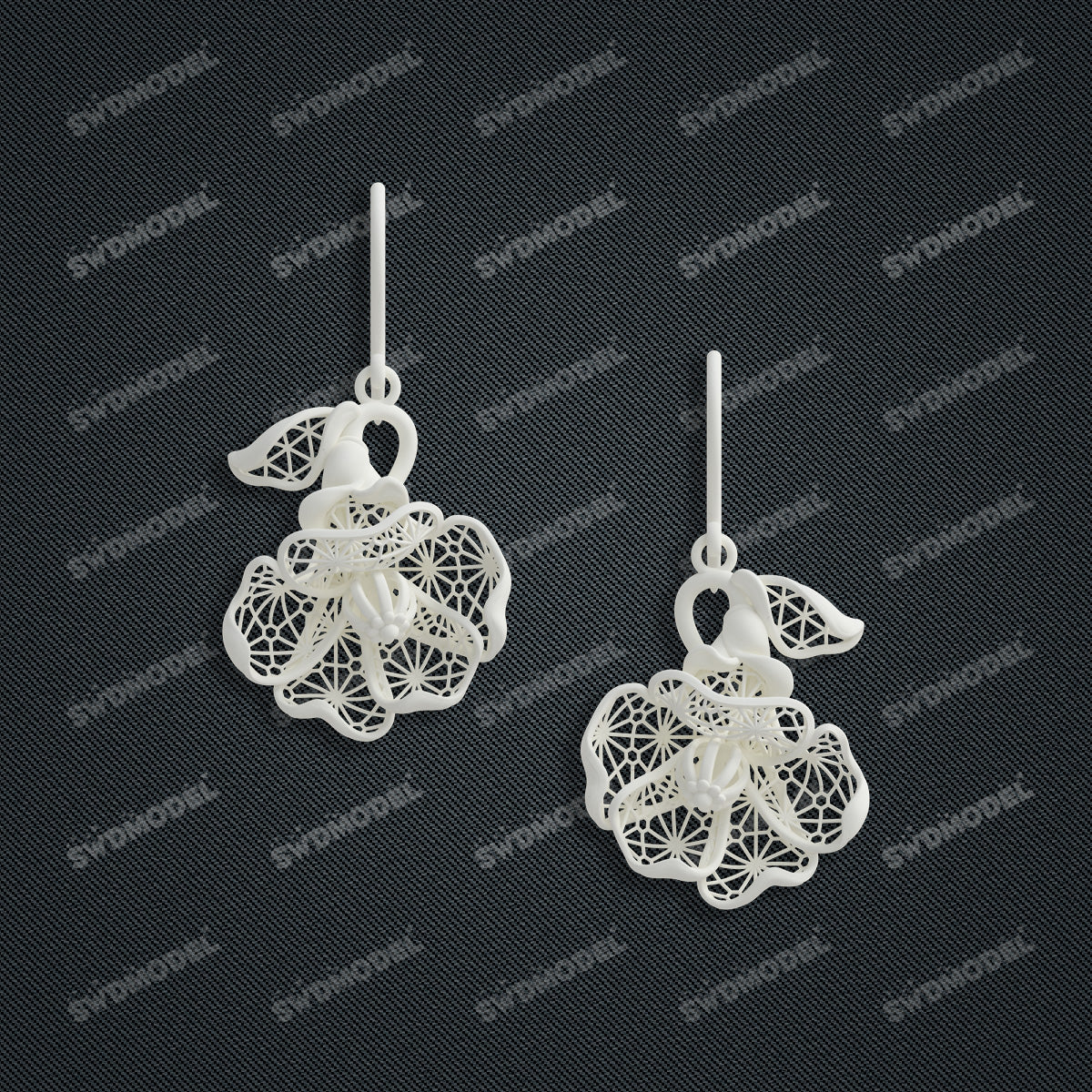 Jewelry set Filigree Earrings White Wax Casting Resin 3D Printing Service  CS64T-012ch-E