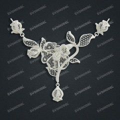 Jewelry set  Filigree Set   White Wax Casting Resin 3D Printing Service  CS64T-012kr