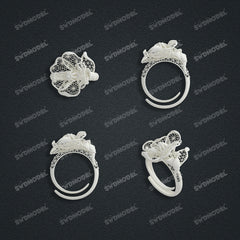 Jewelry set Filigree Ring White Wax Casting Resin 3D Printing Service  CS64T-012ch-R