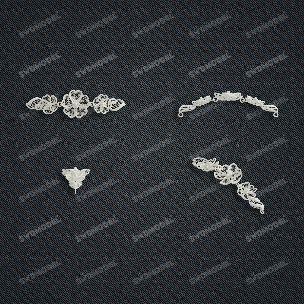 Jewelry set Filigree Bracelet White Wax Casting Resin 3D Printing Service CS64T-013kr-B