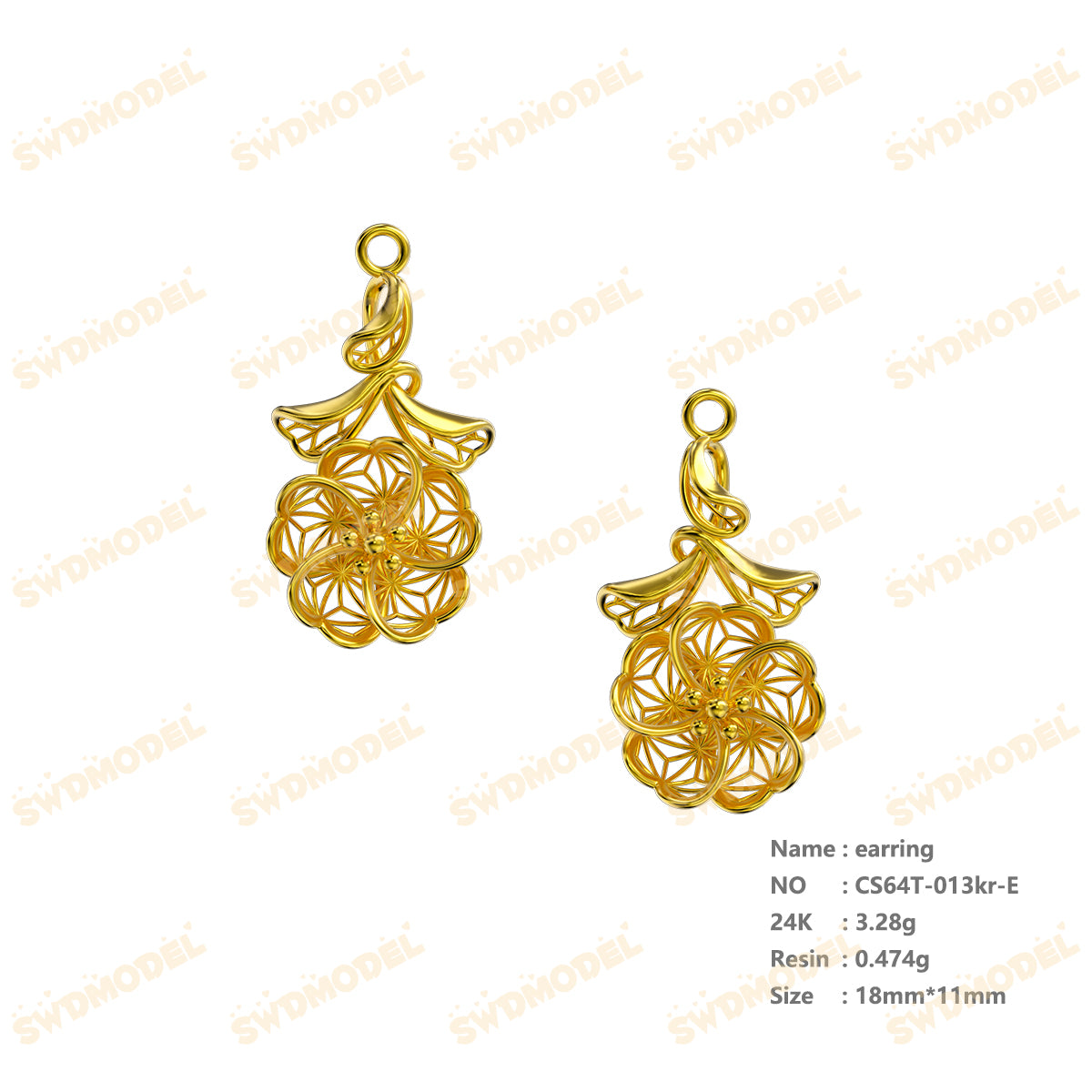 Jewelry set  Filigree Set   White Wax Casting Resin 3D Printing Service  CS64T-013kr