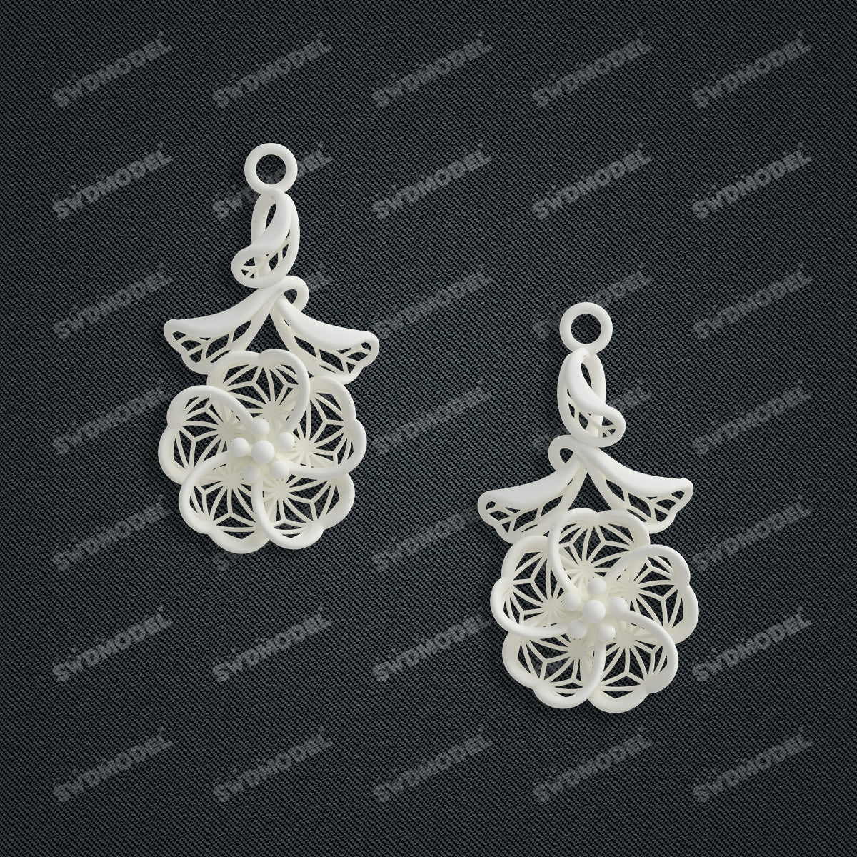 Jewelry set Filigree Earrings White Wax Casting Resin 3D Printing Service  CS64T-013ch-E