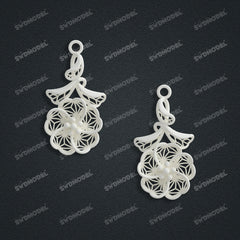 Jewelry set Filigree Earrings White Wax Casting Resin 3D Printing Service  CS64T-013ch-E