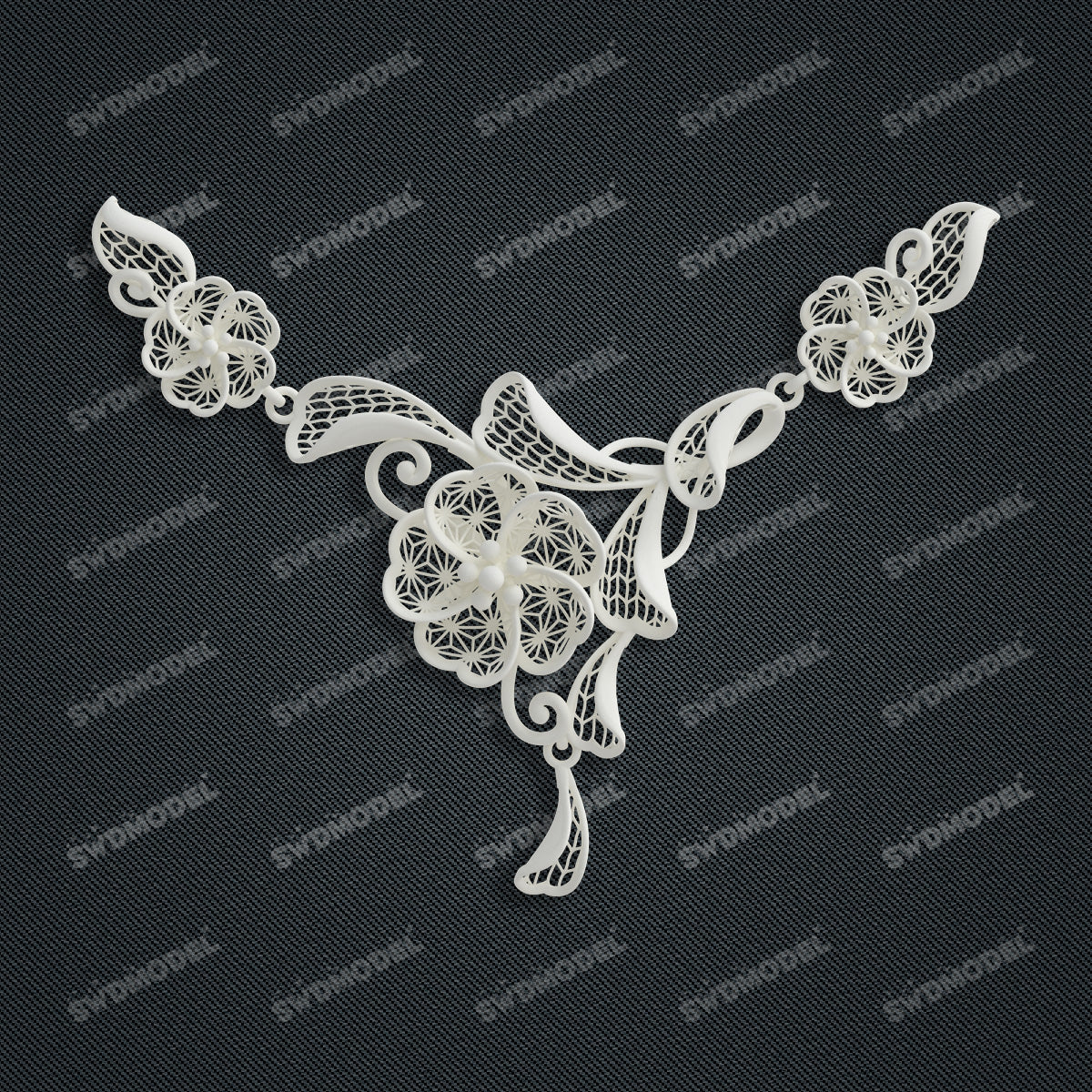 Jewelry set  Filigree Set   White Wax Casting Resin 3D Printing Service  CS64T-013kr